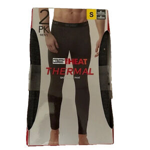 NWT 32 Degrees Men's Heat Base Layer Pant 2-Pack Charcoal Sz Small